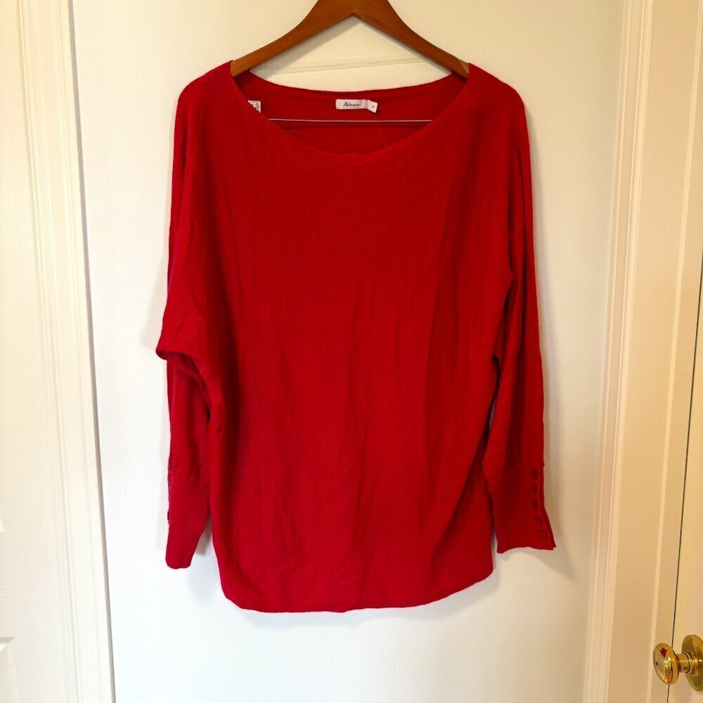 Reitman's Long Sleeve Scoop Neck Sweater Pink Sz 3X NWT Modal Buttons on Sleeves